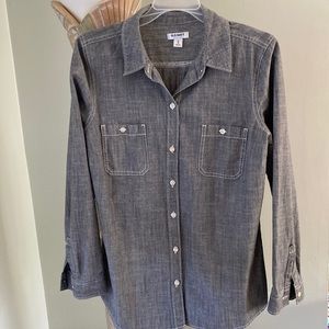 Old Navy Women’s Black Chambray Long Sleeve Shirt Size M